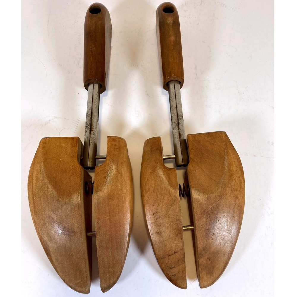Vintage Rochester Shoe Tree Co Gene Wood Split‎ Toe Shoe Trees Size 3 Brown Pair